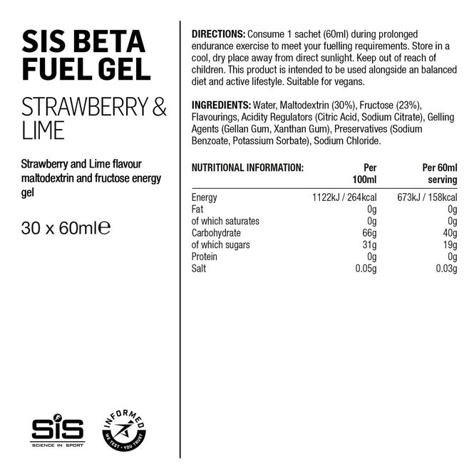 Hovedbilde SIS Beta Fuel Gel Jordbær Lime 60 ml