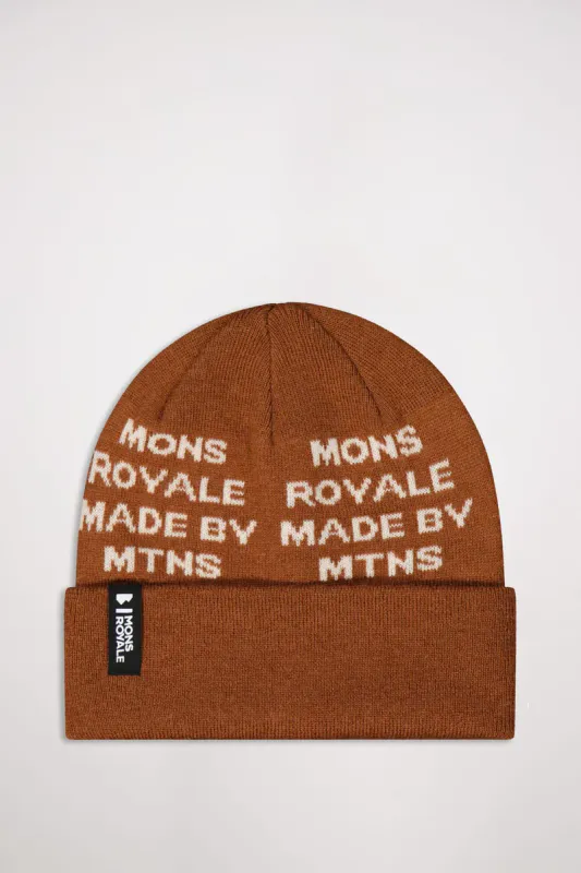 Mons Royale Unisex McCloud Graphic Merino Beanie Copper OS