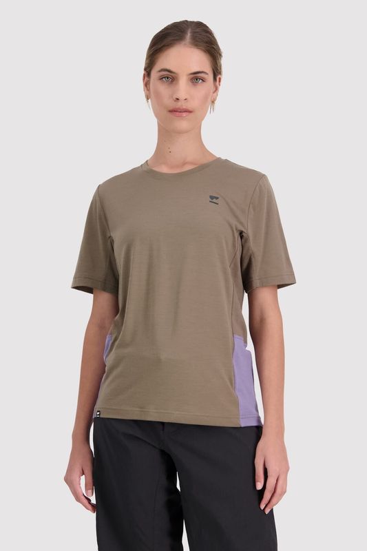 Mons Royale Womens Tarn Merino Shift Tee Walnut/Thistle 