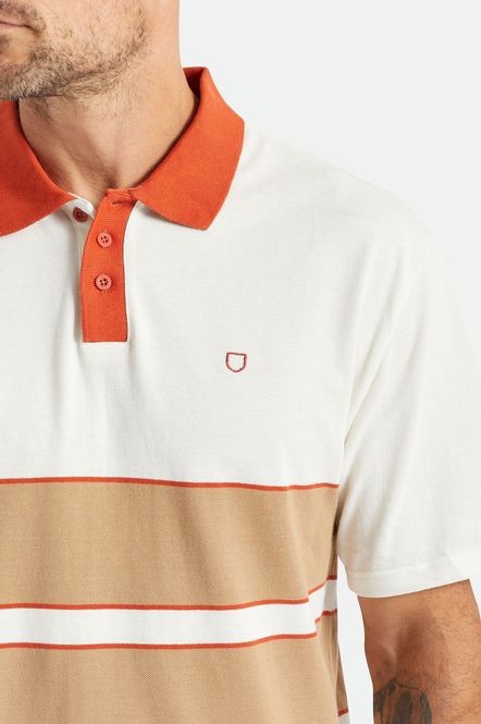 Hovedbilde Brixton Shield Boxy S/S Polo Knit Off White-Tan