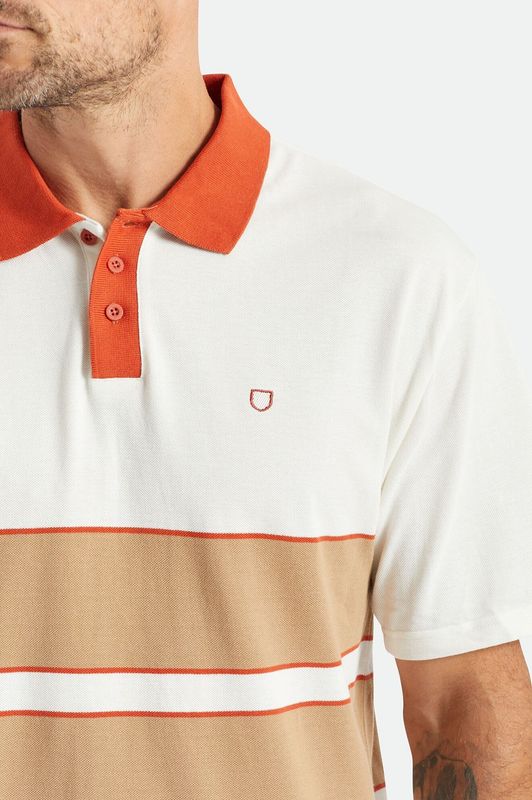 Brixton Shield Boxy S/S Polo Knit Off White-Tan