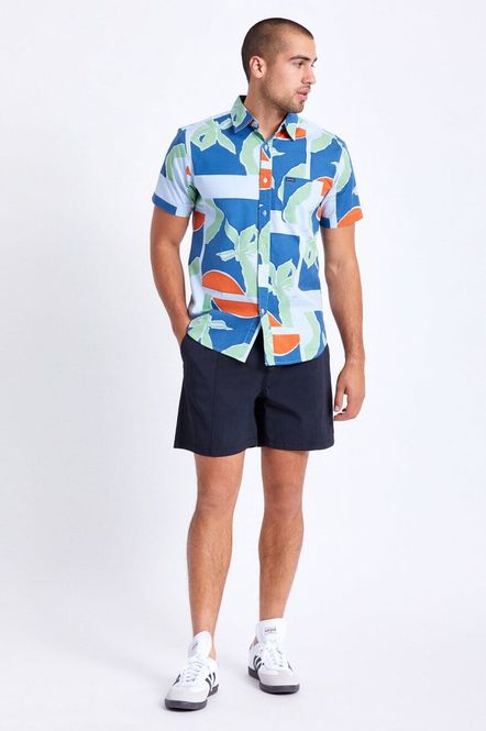 Hovedbilde Brixton Charter Print S/S Woven Blue Fog